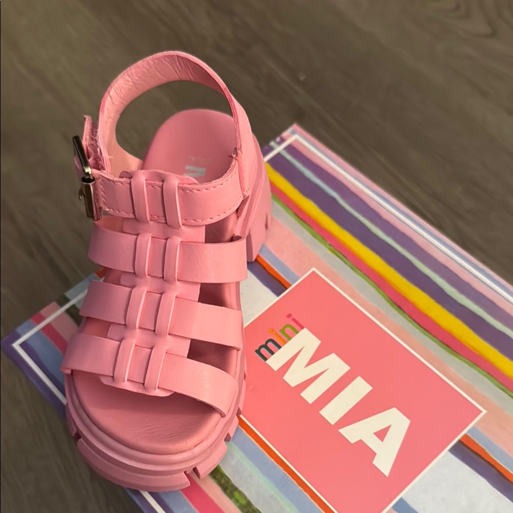 Mini Mia Kids Girls Havien Lugged Sole Strappy Slingback Sandals Shoes PINK
